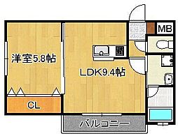 アドヴァンスコート到津の森 1LDKの間取図画像