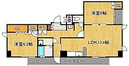 HN石坪 2LDKの間取図画像