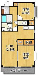 ポサーダけやき 2LDKの間取図画像