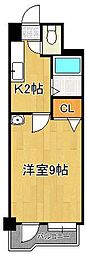 アルゴヴィラージュ八幡駅前 1Kの間取図画像