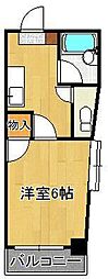 シャトレ白川町 1Kの間取図画像