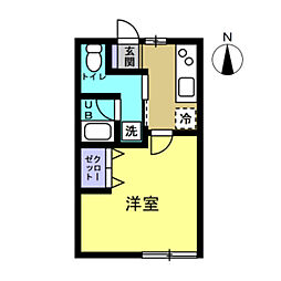 カサアゼリア 1Kの間取図画像