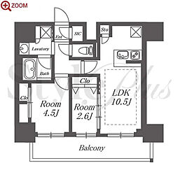 プレサンスレイズ千種今池II 1LDKの間取図画像