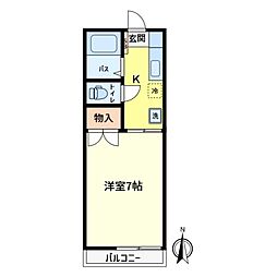 ミドリハイツ 1Kの間取図画像