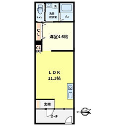 さくら弐番館 1LDKの間取図画像