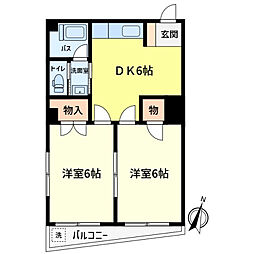 メトロポリス'86 2DKの間取図画像