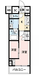 マイナビSTAY西新井2 2Kの間取図画像