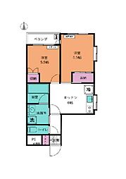 第二宝マンション 2DKの間取図画像