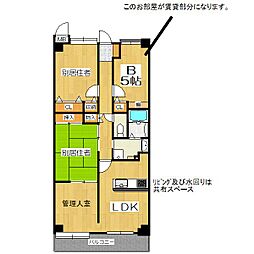 リエゾン 2階1Kの間取り