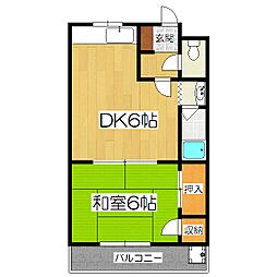 オリエント西山科 4階1DKの間取り