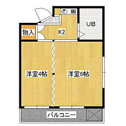 山科小堀マンション 4階2Kの間取り