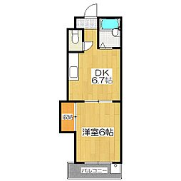 パパス永楽 1階1DKの間取り