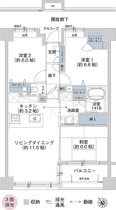 3LDK 間取り