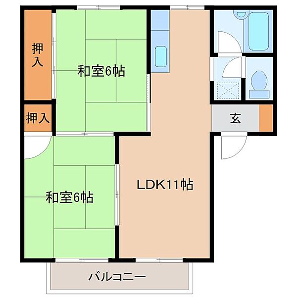 グレース東野A棟 202｜福岡県小郡市小郡(賃貸アパート2LDK・1階・45.03㎡)の写真 その2