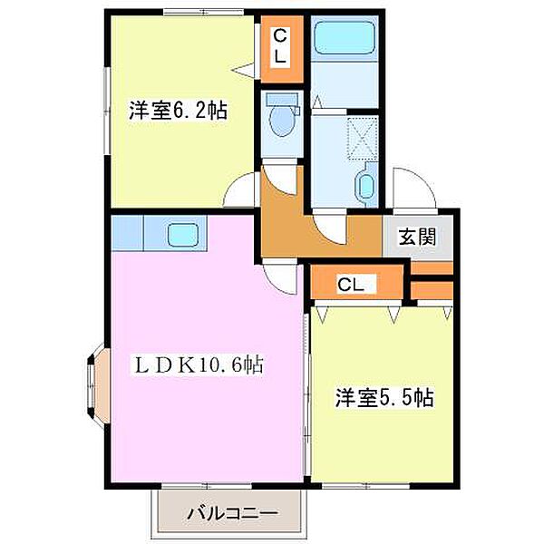 サンスクエア大崎 ｜福岡県小郡市大崎(賃貸アパート2LDK・2階・50.94㎡)の写真 その2