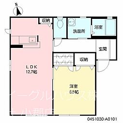 ドミールA 1LDKの間取図画像