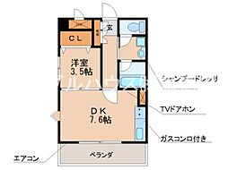 E・ポプラール1 1DKの間取図画像