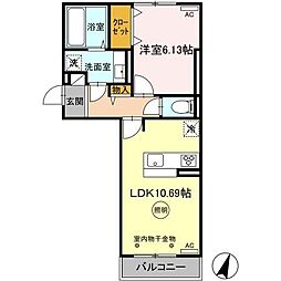 フォレストヴィラ小郡 1LDKの間取図画像
