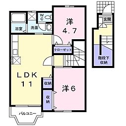グランイルジュオン 2LDKの間取図画像