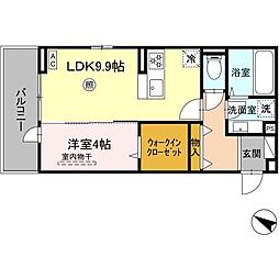 メゾンベール 1LDKの間取図画像