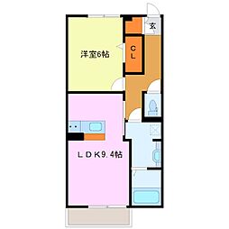 セジュール三国 1LDKの間取図画像