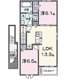 カーサ フェリーチェ 2LDKの間取図画像