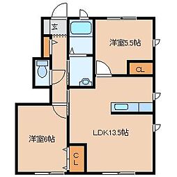 シャーメゾン本郷A 2LDKの間取図画像