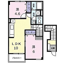 グリーンフォレストB 2LDKの間取図画像
