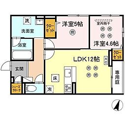 TORISIA STAGE小郡駅南 2LDKの間取図画像