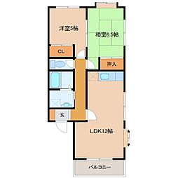 ホープヒルズオガミ1 2LDKの間取図画像