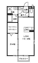 セイシェル大山C 1LDKの間取図画像