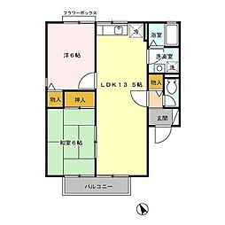 グリーンヒルズ三国が丘A 2LDKの間取図画像