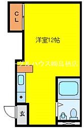 丸美タウン 1階ワンルームの間取り