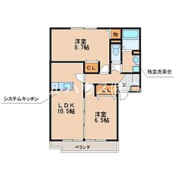 メゾンドカンパーニュA棟 1階2LDKの間取り