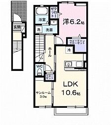 ヒカルサ鳥栖今泉ノース 2階1LDKの間取り