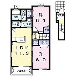 セイバリーレジデンス1 2LDKの間取図画像