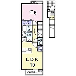 メゾン・ドゥ・シャルマン弐番館 2階1LDKの間取り
