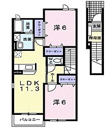 セントラルビレッジA 2LDKの間取図画像