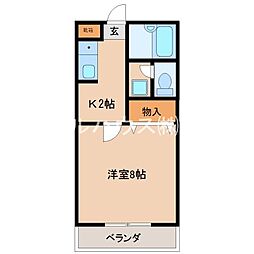 プレミエールキク2 1Kの間取図画像