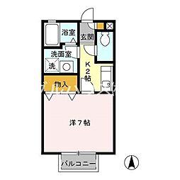 セジュール紅葉2 1Kの間取図画像