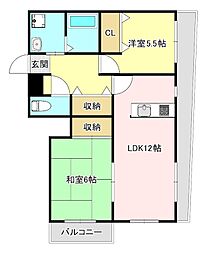 ウエストリバー基山 2LDKの間取図画像