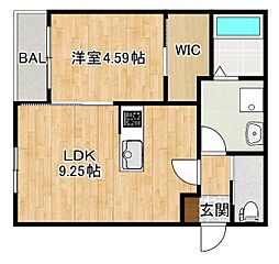 BRAVE BASE 本庄 1LDKの間取図画像