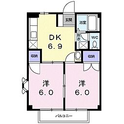 メゾン・エクセルB 2DKの間取図画像