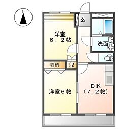 アンビション1 2DKの間取図画像