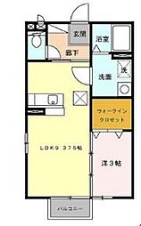 エレゼタウン2 1LDKの間取図画像