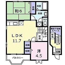 ニュークレストール華 2LDKの間取図画像