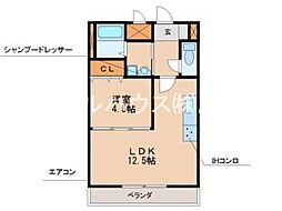 イー・ポプラール2 1LDKの間取図画像