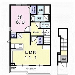 スカイハイツ儀徳2 1LDKの間取図画像