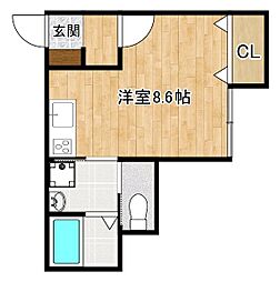 仮)稲吉新築アパート ワンルームの間取図画像