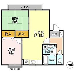 セジュールA・七夕 2LDKの間取図画像